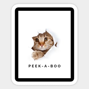 Peek-a-boo Cat Design White Sticker